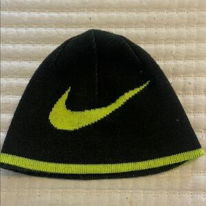 Nike Black and Neon Green Beanie